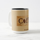 Rustiek Oud Bruin Koffiebonen Label Tweekleurige Koffiemok (Voorkant links)
