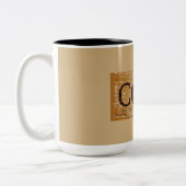 Rustiek Oud Bruin Koffiebonen Label Tweekleurige Koffiemok (Links)