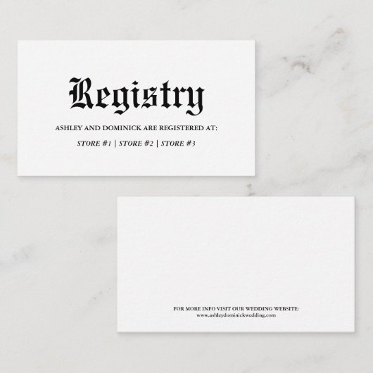 Rustiek Oud Engels Keltisch Gotisch Huwelijksregis Informatiekaartje (Voorkant / Achterkant)