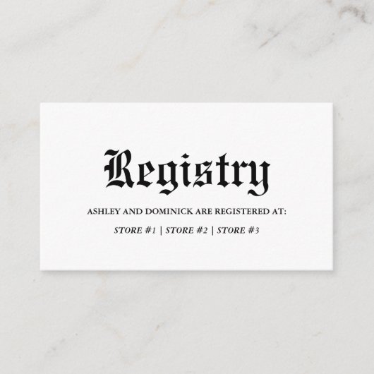 Rustiek Oud Engels Keltisch Gotisch Huwelijksregis Informatiekaartje (Voorkant)