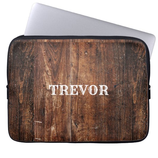 Rustiek oud gekrast hout laptop sleeve (Voorkant)