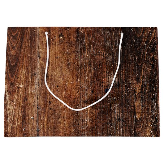 Rustiek oud krasvormig hout groot cadeauzakje (Voorkant)