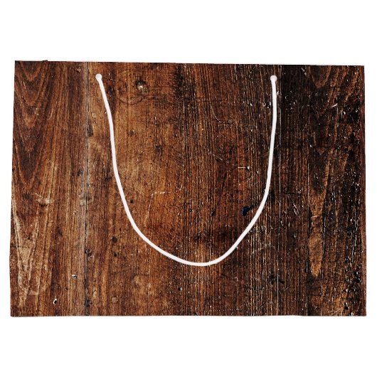 Rustiek oud krasvormig hout groot cadeauzakje (Achterkant)