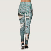 Rustiek oud lichtblauw groen schilhout leggings (Achterkant)
