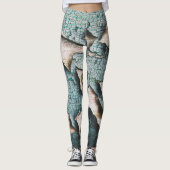 Rustiek oud lichtblauw groen schilhout leggings (Voorkant)