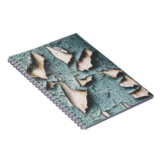 Rustiek oud lichtblauw groen schilhout notitieboek (Rechterzijde)