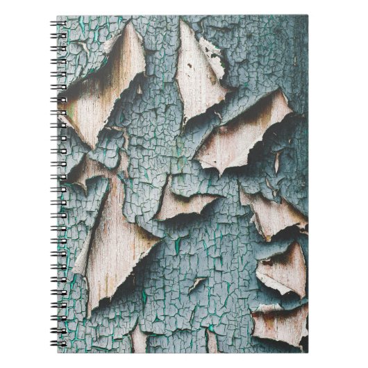 Rustiek oud lichtblauw groen schilhout notitieboek (Voorkant)