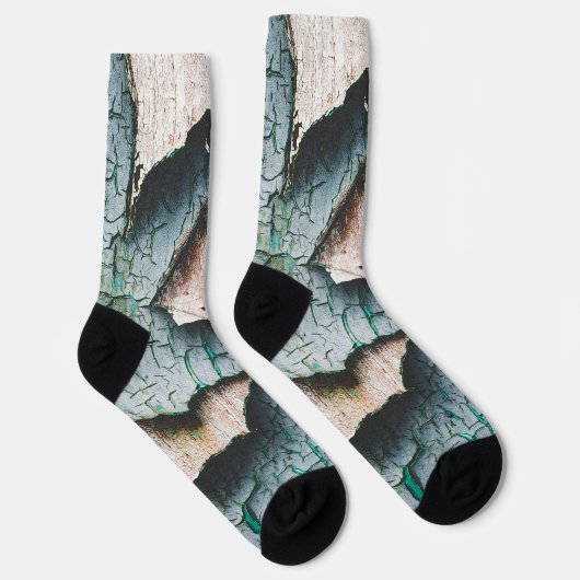 Rustiek oud lichtblauw groen schilhout sokken (Rechts)