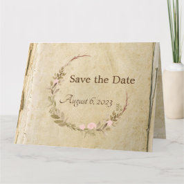 Rustiek oud papier Bewaar de datumkaart Kaart