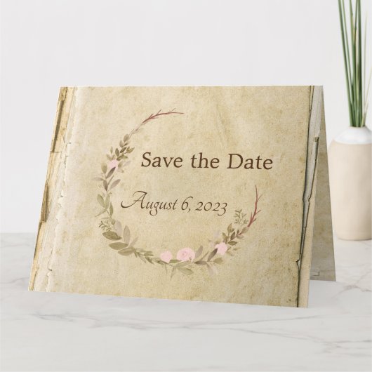 Rustiek oud papier Bewaar de datumkaart Kaart (Voorkant)