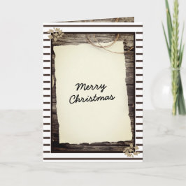 Rustiek Oud Papier Hout Prettig Kerstmis Schrift  Feestdagen Kaart