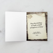 Rustiek oud papier hout vrolijk kerstscript feestdagen kaart (Binnen)