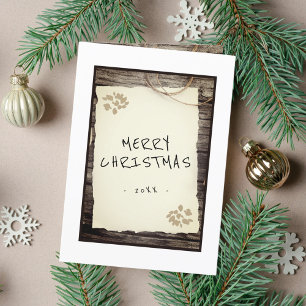 Rustiek Oud Papier Prettig Kerstman Schrift Feestdagen Kaart