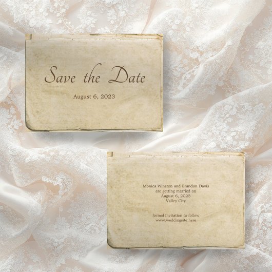 Rustiek oud papier Save the Date Kaart