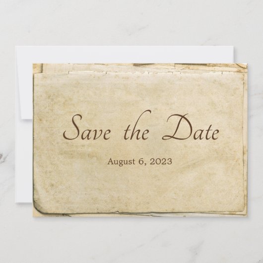 Rustiek oud papier Save the Date Kaart (Voorkant)