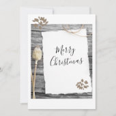 Rustiek oud papier vrolijk kerstscript vakantie c feestdagenkaart (Voorkant)
