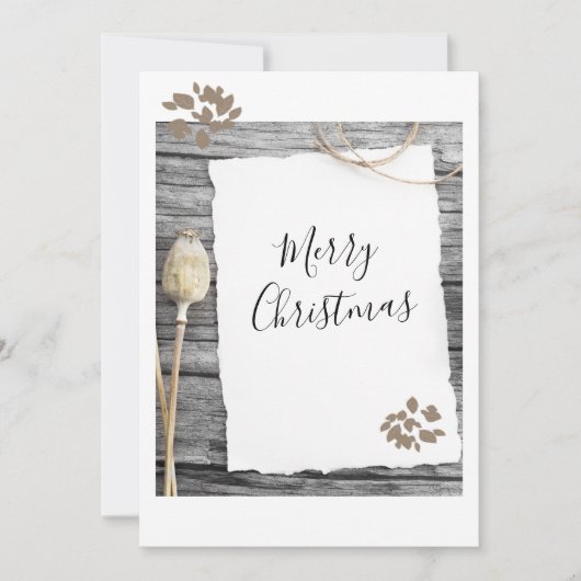 Rustiek oud papier vrolijk kerstscript vakantie c feestdagenkaart (Voorkant)