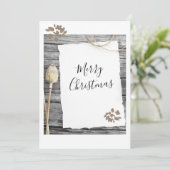 Rustiek oud papier vrolijk kerstscript vakantie c feestdagenkaart (Staand voorkant)