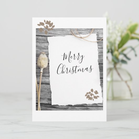 Rustiek oud papier vrolijk kerstscript vakantie c feestdagenkaart (Staand voorkant)