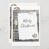 Rustiek oud papier vrolijk kerstscript vakantie c feestdagenkaart (Voorkant / Achterkant)