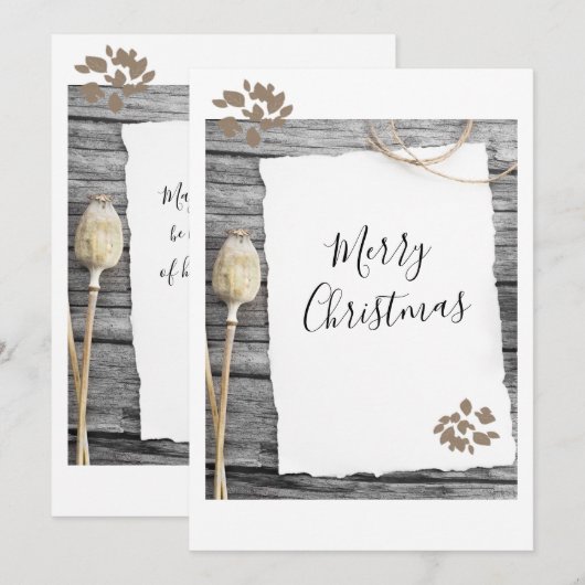 Rustiek oud papier vrolijk kerstscript vakantie c feestdagenkaart (Voorkant / Achterkant)