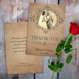  rustiek oud perkament Victoriaans bruiloft Bedankkaart