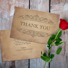  rustiek oud perkament Victoriaans bruiloft Bedankkaart