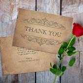 rustiek oud perkament Victoriaans bruiloft Bedankkaart