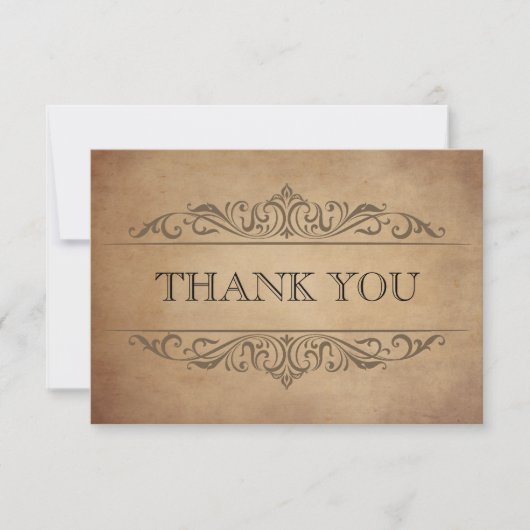 rustiek oud perkament Victoriaans bruiloft Bedankkaart (Voorkant)