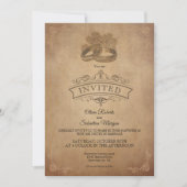 rustiek oud perkament Victoriaans bruiloft Kaart (Voorkant)