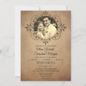  rustiek oud perkament Victoriaans bruiloft Kaart (Voorkant)