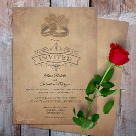  rustiek oud perkament Victoriaans bruiloft Kaart