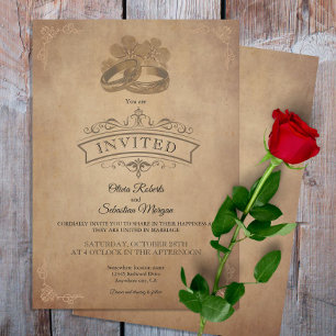  rustiek oud perkament Victoriaans bruiloft Kaart