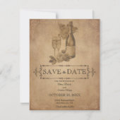  rustiek oud perkament Victoriaans bruiloft Save The Date (Voorkant)