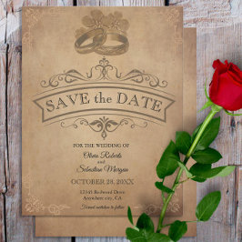  rustiek oud perkament Victoriaans bruiloft Save The Date