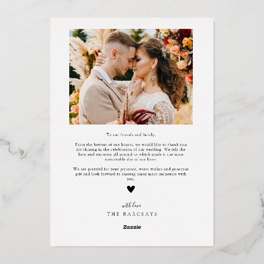 Rustiek Ovaal Lijst Trouwfoto Dank u kaart (Achterkant)