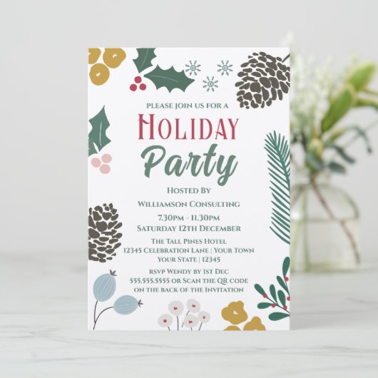 Rustiek Oversized Branch Company Holiday Party Kaart (Staand voorkant)