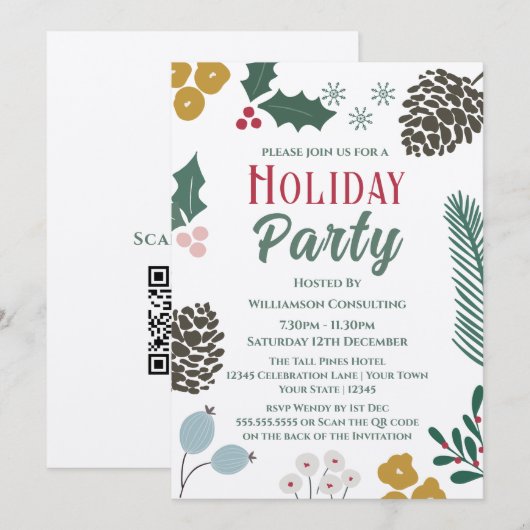 Rustiek Oversized Branch Company Holiday Party Kaart (Voorkant / Achterkant)