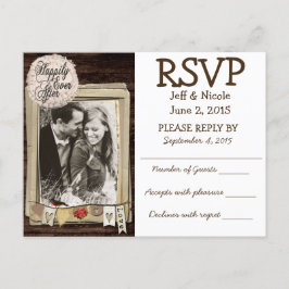 Rustiek Paar Foto Land Bruiloft RSVP Uitnodiging Briefkaart