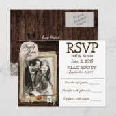 Rustiek Paar Foto Land Bruiloft RSVP Uitnodiging Briefkaart (Voorkant / Achterkant)
