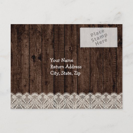 Rustiek Paar Foto Land Bruiloft RSVP Uitnodiging Briefkaart (Achterkant)