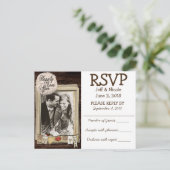 Rustiek Paar Foto Land Bruiloft RSVP Uitnodiging Briefkaart (Staand voorkant)