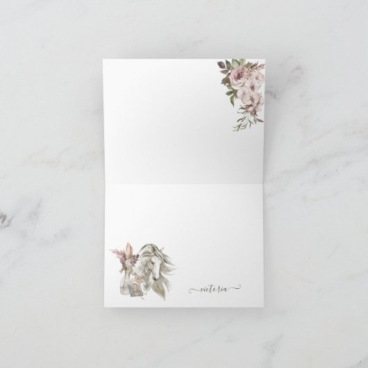 Rustiek Paard Baby shower Bedankkaart (Binnen)