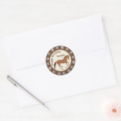 Rustiek Paard Faux leer Verjaardag en meer plezier Ronde Sticker (Envelop)