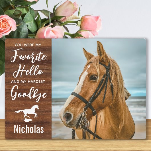 Rustiek Paard Memorial gepersonaliseerde huisdier  Fotoplaat