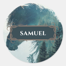 Rustiek Paard Naam Label Sticker