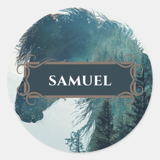 Rustiek Paard Naam Label Sticker (Voorkant)