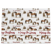 Rustiek Paard Vrolijk Kerstfeest Wintervakantie Groot Cadeauzakje (Voorkant)