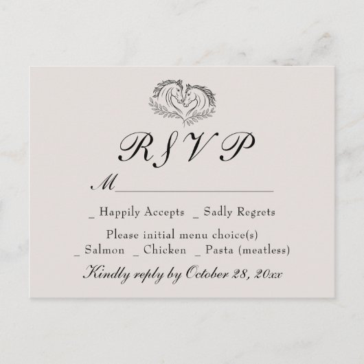 Rustiek Paard Western Land Ivoor Huwelijk RSVP Uitnodiging Briefkaart (Voorkant)