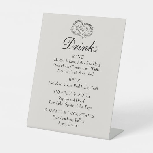 Rustiek Paard Western Land Wedding Bar Drinken Reclamebord Met Voetstuk (Voorkant)